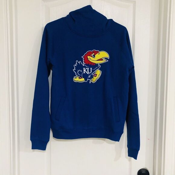 Brand New Adidas NCAA Kansas University Jayhawks Team Hoodie Royal Blue Small - Picture 2 of 6
